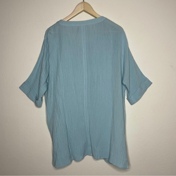 Soft Surroundings Blue Gauze Button Down Talia Tunic - Picture 5 of 7